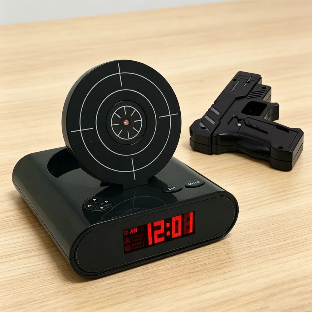 Interactive Pistol Shooting Alarm Clock