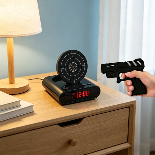 Interactive Pistol Shooting Alarm Clock