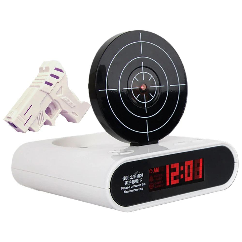 Interactive Pistol Shooting Alarm Clock