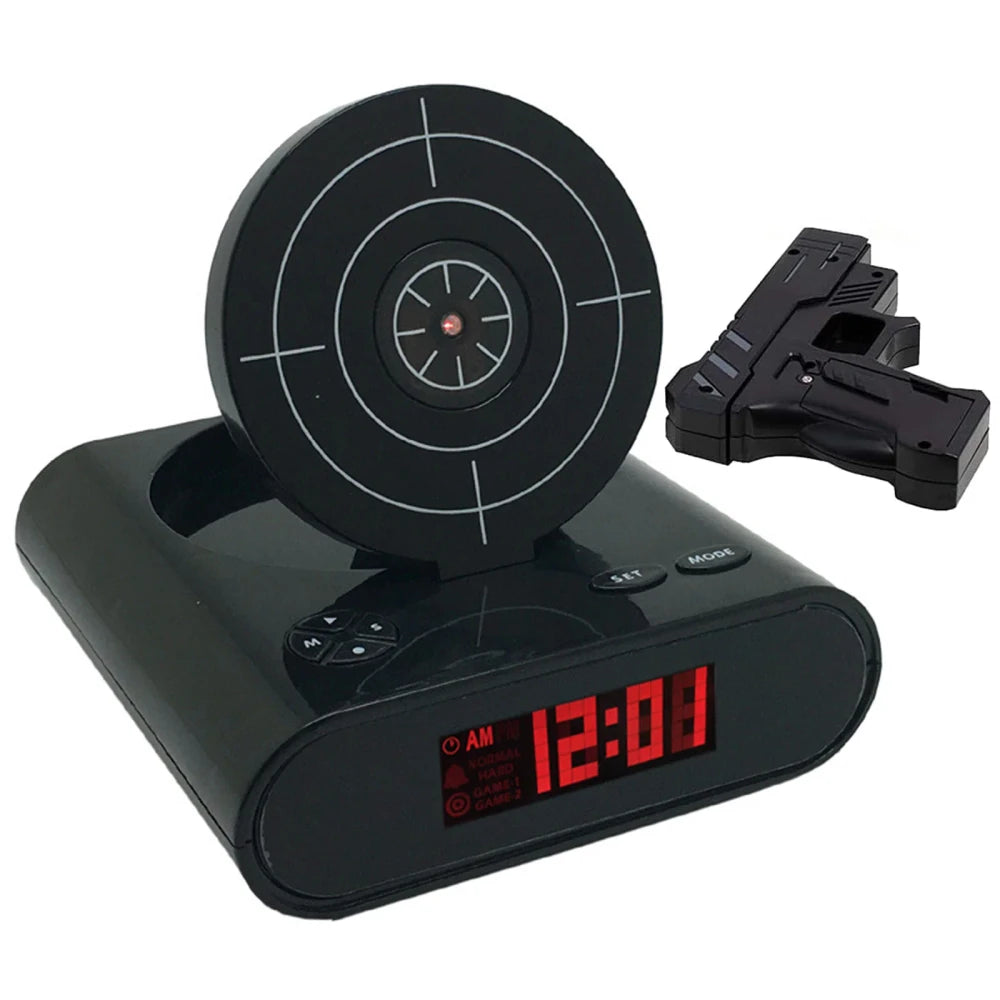 Interactive Pistol Shooting Alarm Clock