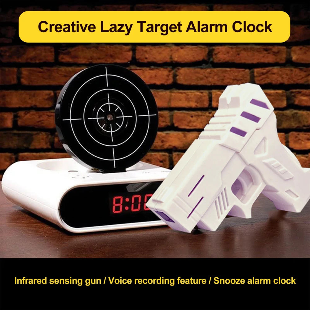 Interactive Pistol Shooting Alarm Clock